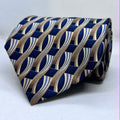 Navy Blue Wave Pattern Designer Broad Silk Tie