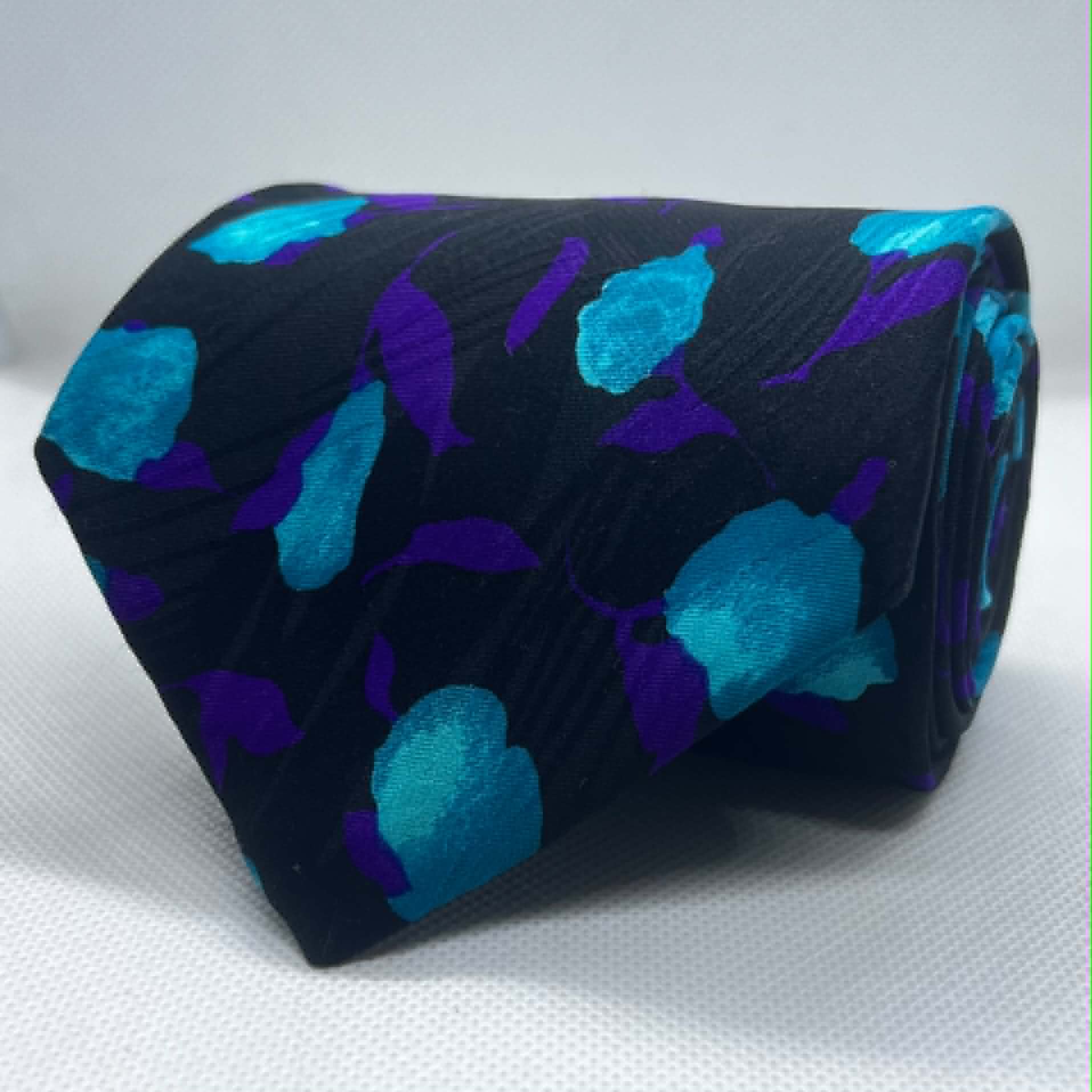 Midnight Navy Abstract Floral Broad Tie