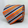 Orange Navy Blue Diagonal Stripe Polyester Tie