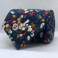 Navy Autumn Bloom Floral Broad Silk Tie