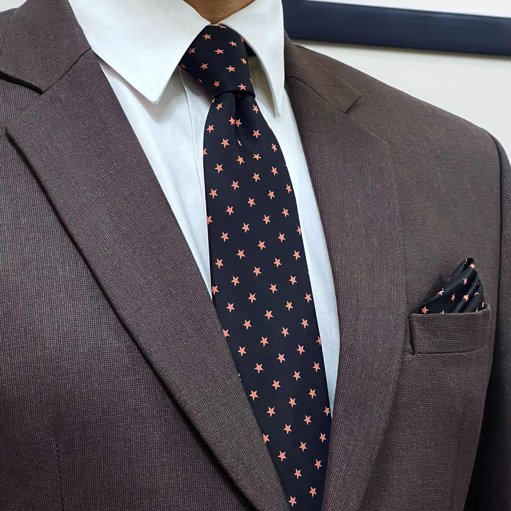 Midnight Star Black Tie & Pocket Square Set