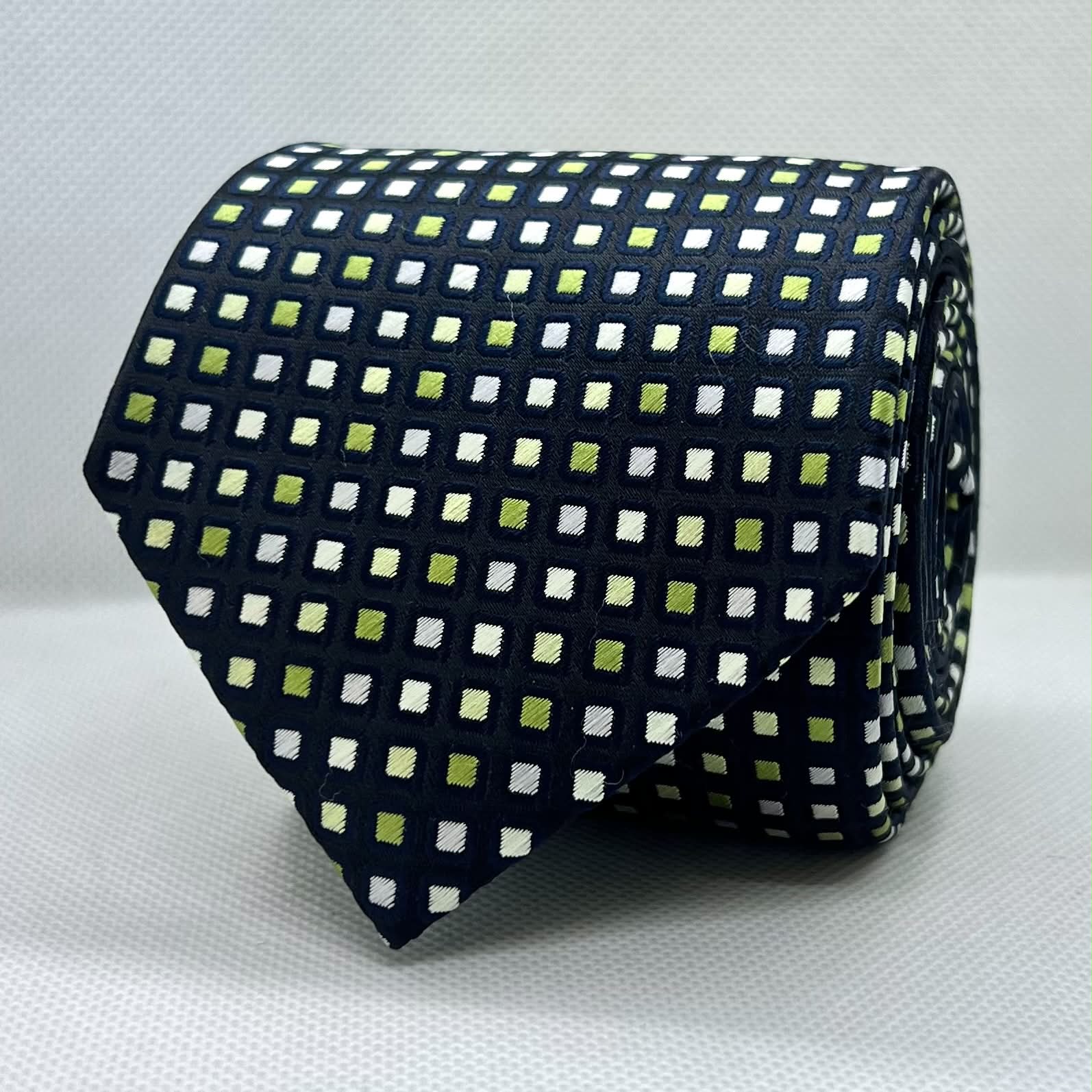 Black Base Green White Geomatric Polyester Tie