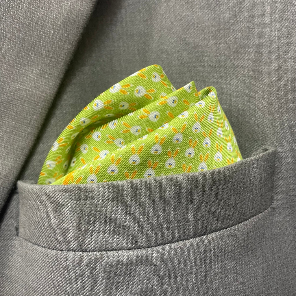 14 by 14 inches Lime Bunny Fresh Pocket Square (Green)