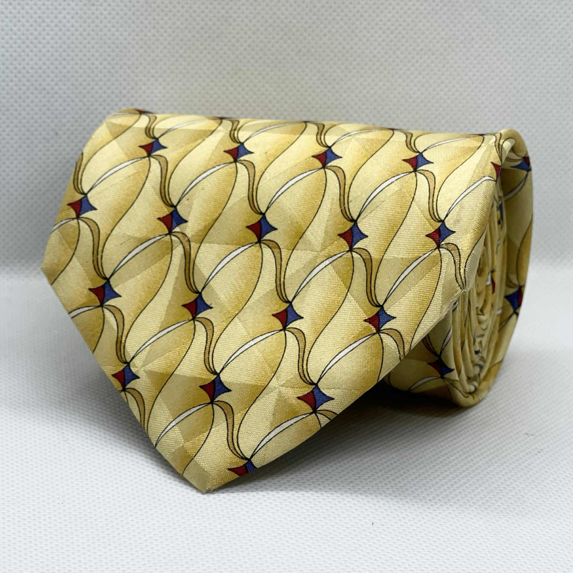 Beige Curved Silk Broad Tie