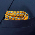 14 by 14 inches Yellow and Blue Dancing Crab Pocket Square
