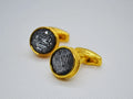 Static Noise Black and Gold Cufflinks