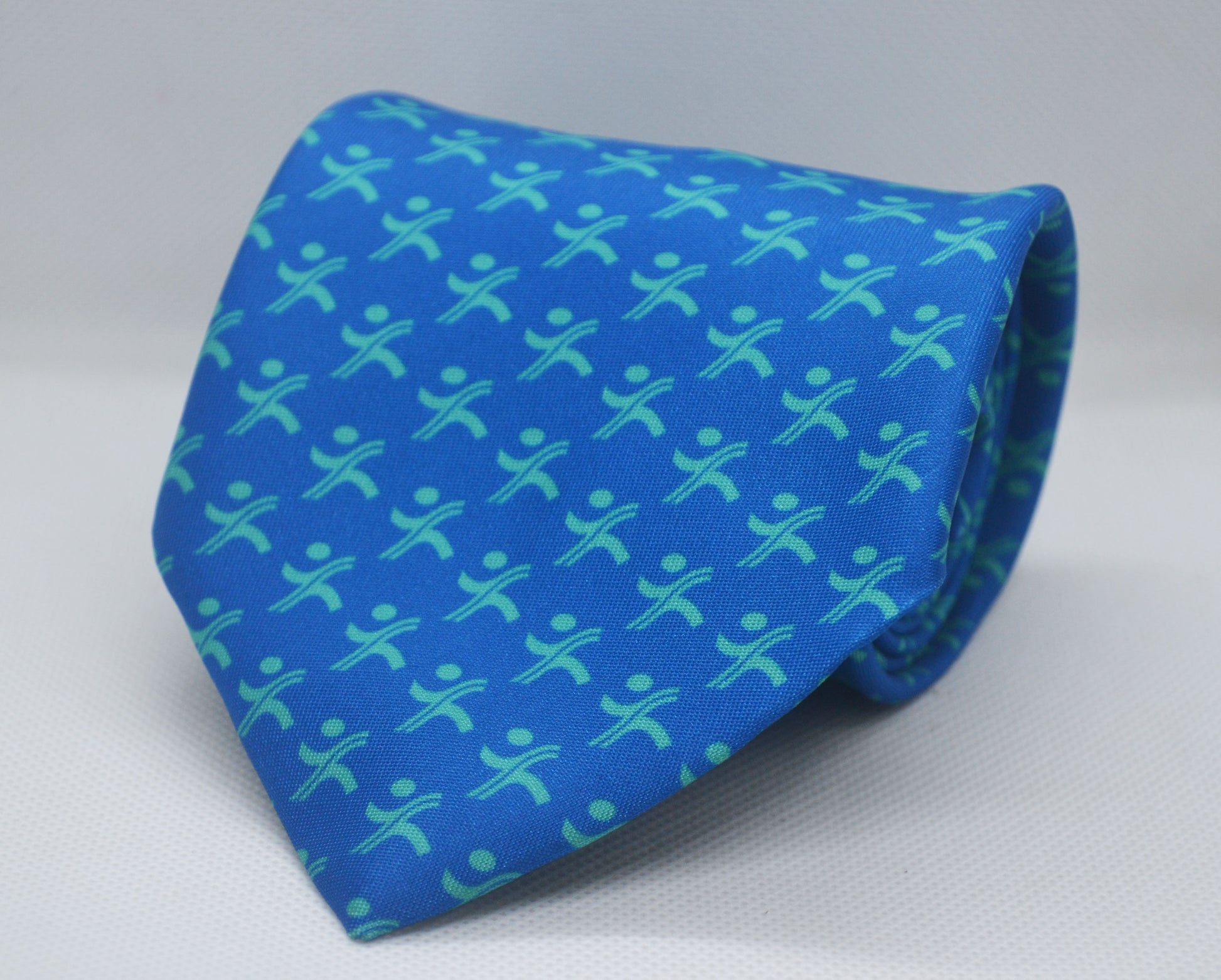 100% Silk Blue Geometric Borad Tie