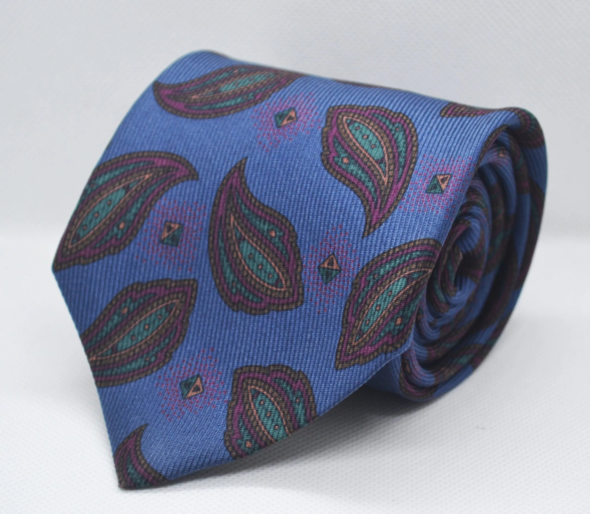 100% Silk Blue Maroon Paisley Broad Tie