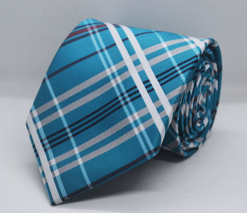 100% Microfiber Green White Crosscheck Tie