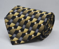 100% Silk Brown Yellow Geometric Broad Tie