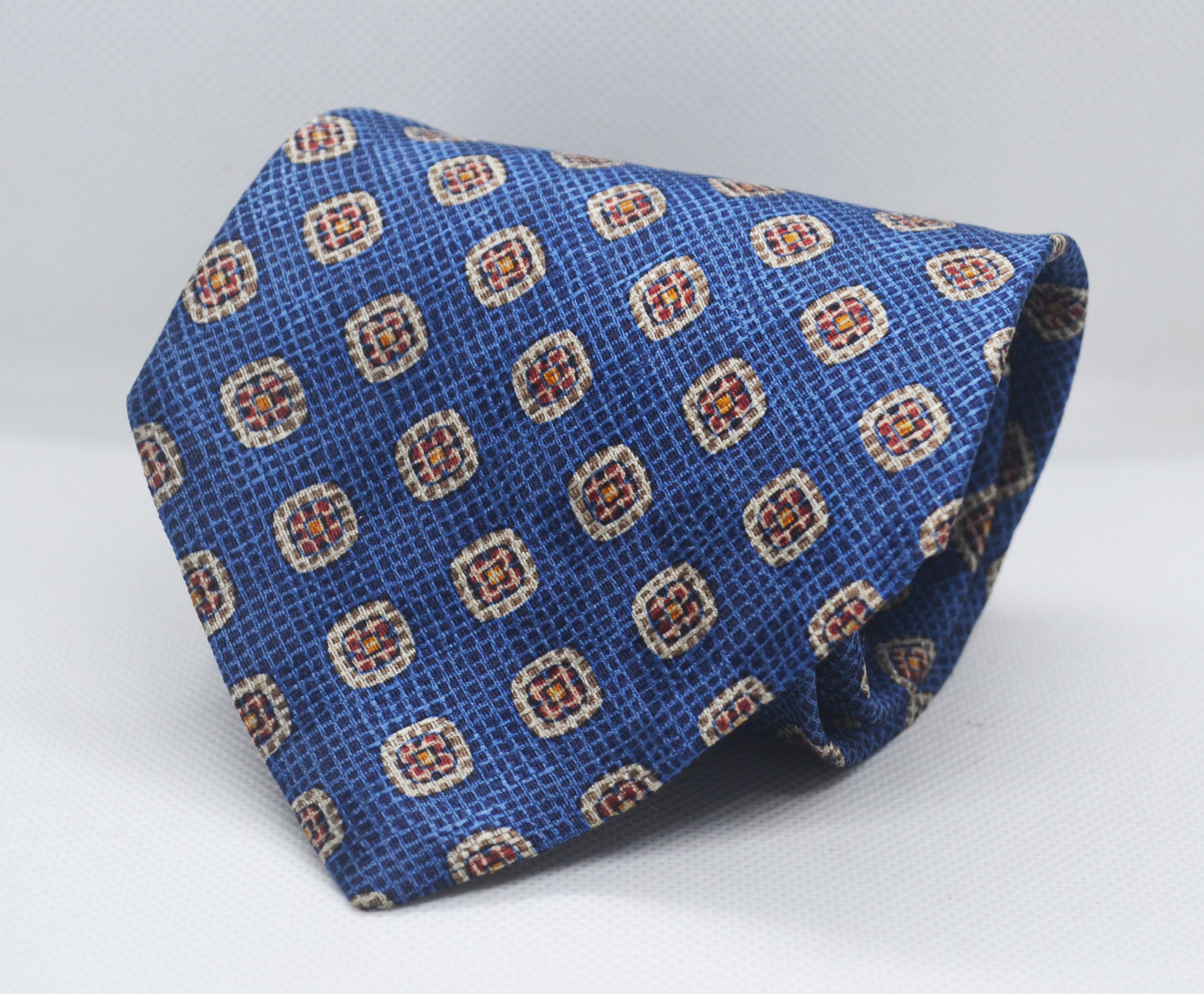 100% Silk Blue Motif Broad Tie