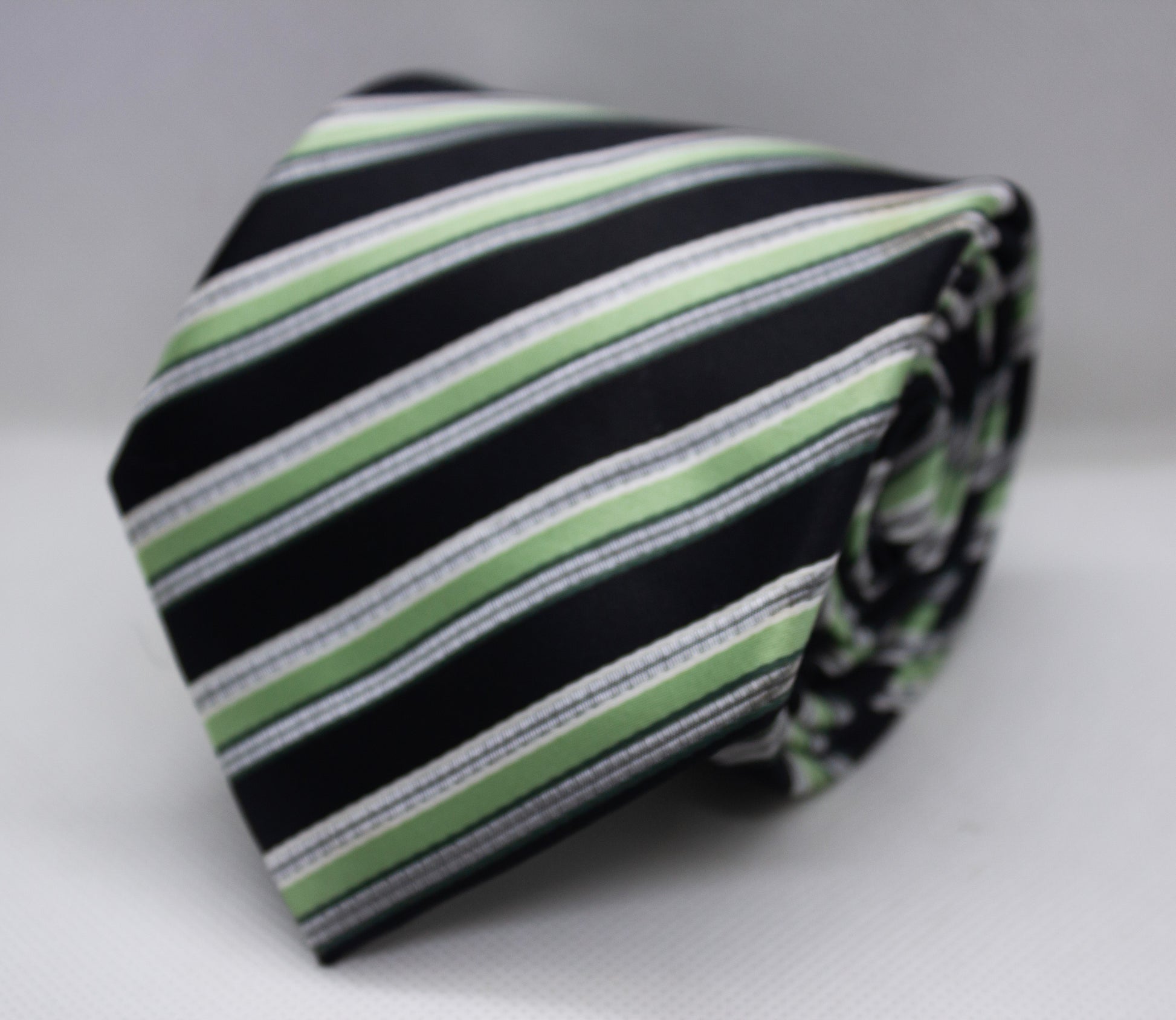 Fresh Green & White Stripe Silk Necktie