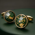 Majestic Green & Gold Leaf Cufflinks