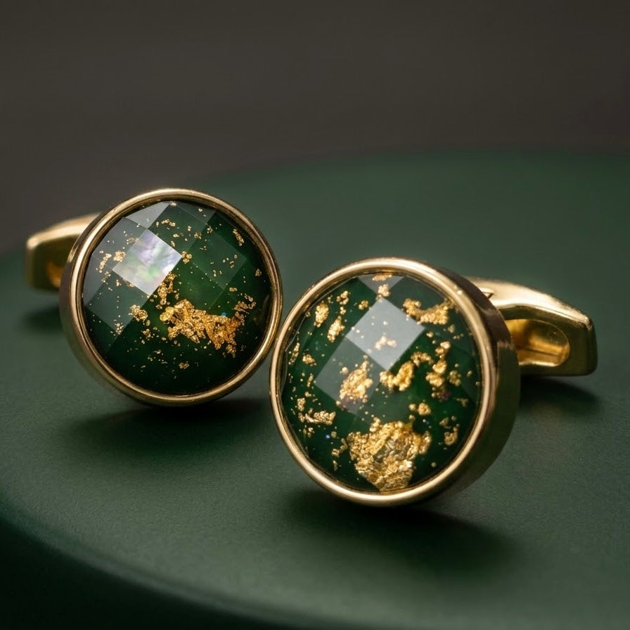 Majestic Green & Gold Leaf Cufflinks