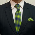 Navy Blue & Lime Green Geometric Tie Set