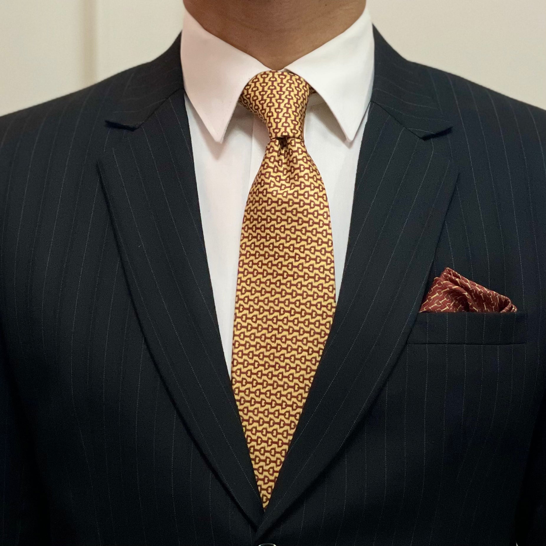 Gold and Maroon Chain Link Tie Set