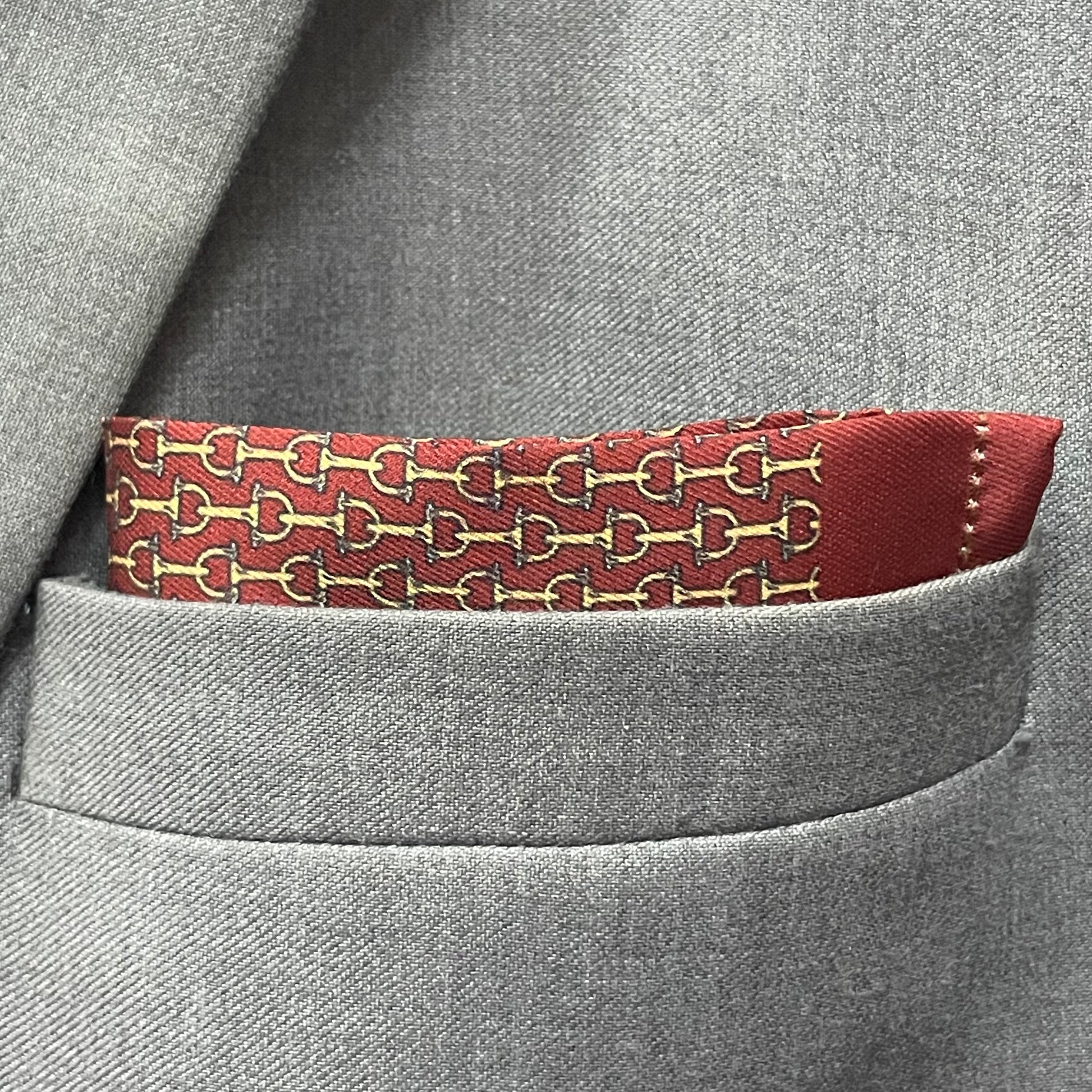 14 by 14 inches Burgundy Chain Link Pocket Square