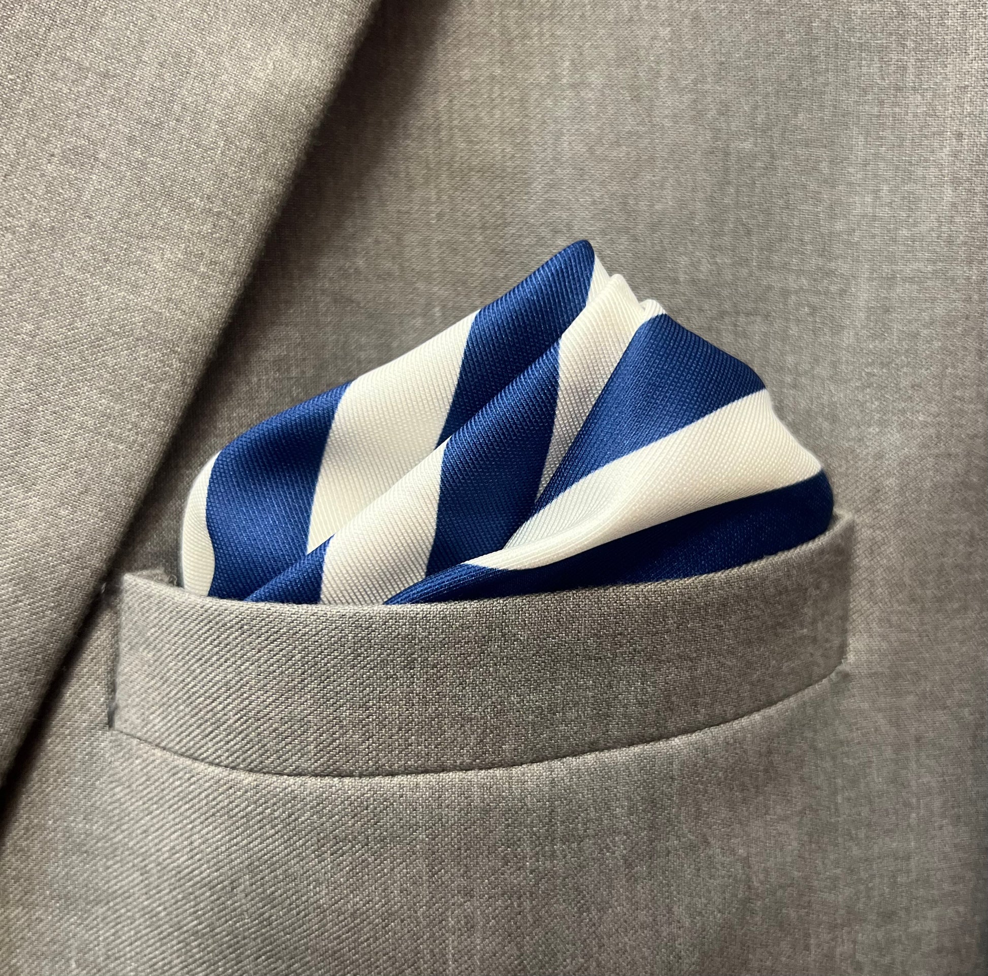 13 by 13 Royal Blue & White Striped Pocket Square