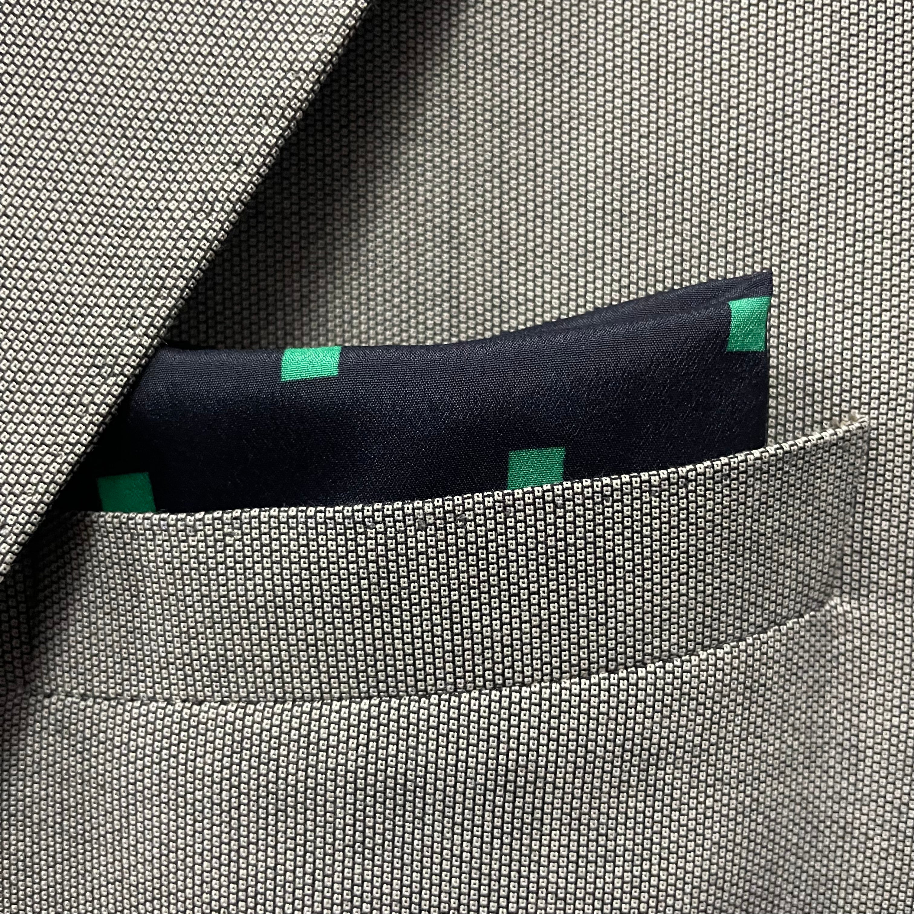 13 by 13 inches Navy Emerald Minimalist Pocket Square