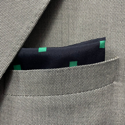13 by 13 inches Navy Emerald Minimalist Pocket Square