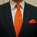 Luxury Orange Elephant Pattern Tie Set