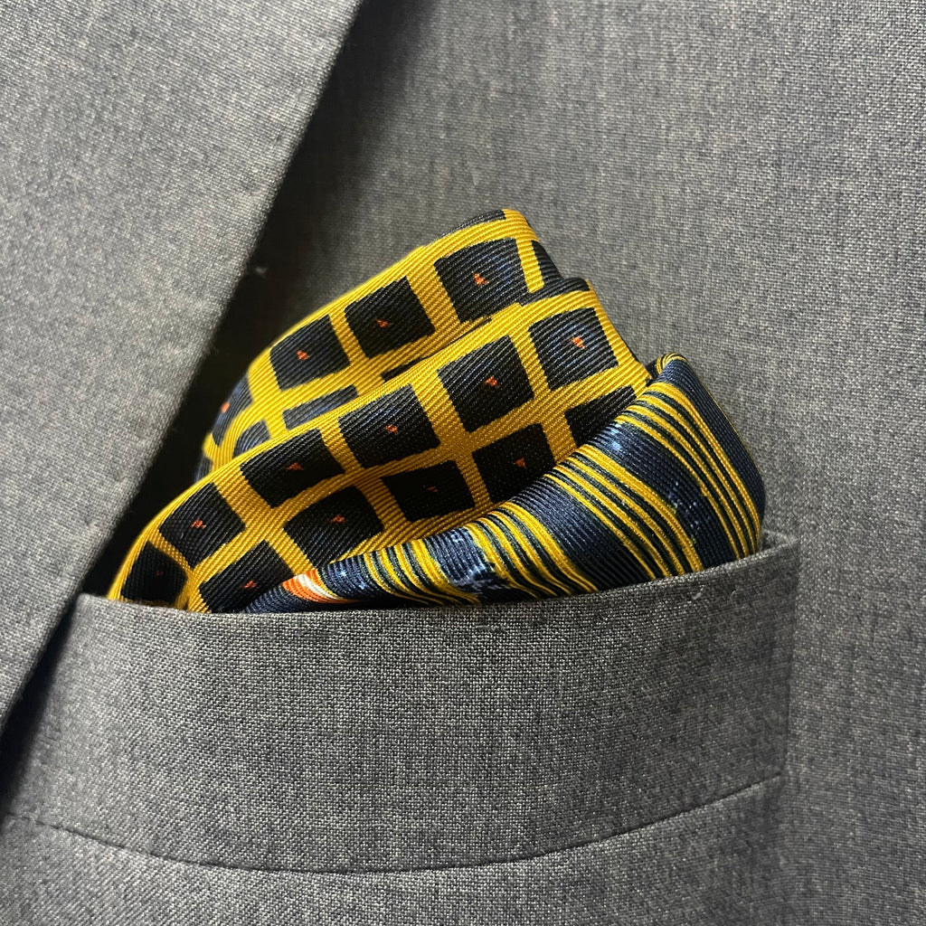 13 by 13 inches Multicolor Patchwork Pocket Square