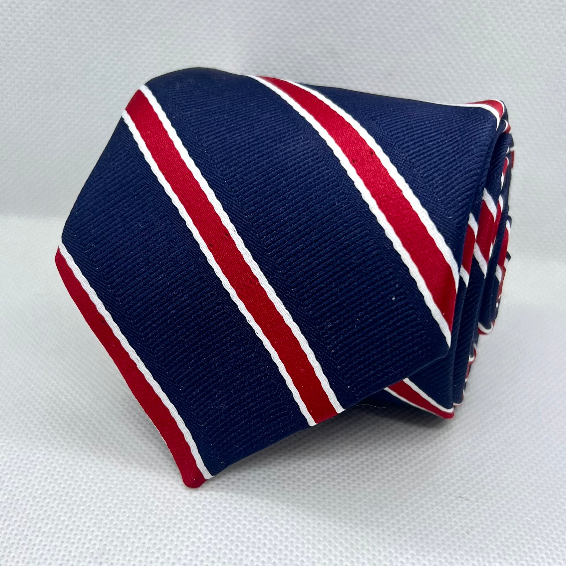 Red Stripe on Navy Classic Stripe Polyester Tie