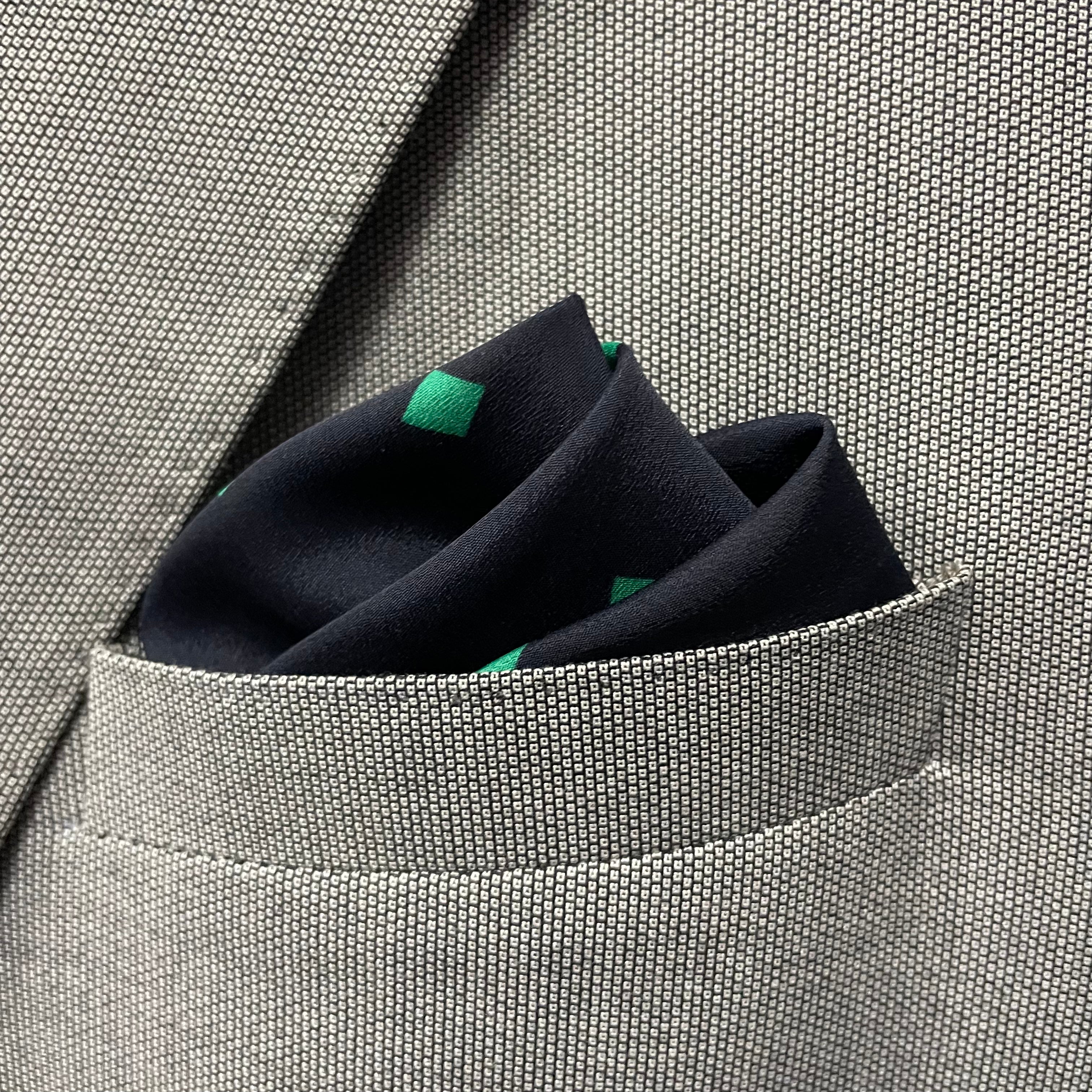 13 by 13 inches Navy Emerald Minimalist Pocket Square