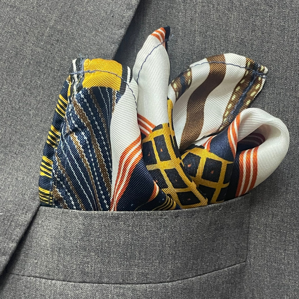 13 by 13 inches Multicolor Patchwork Pocket Square