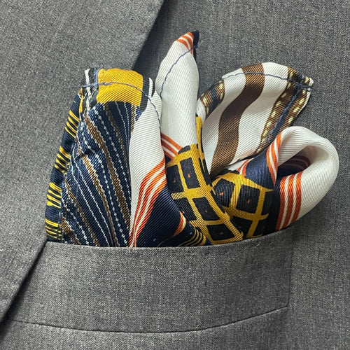 13 by 13 inches Multicolor Patchwork Pocket Square