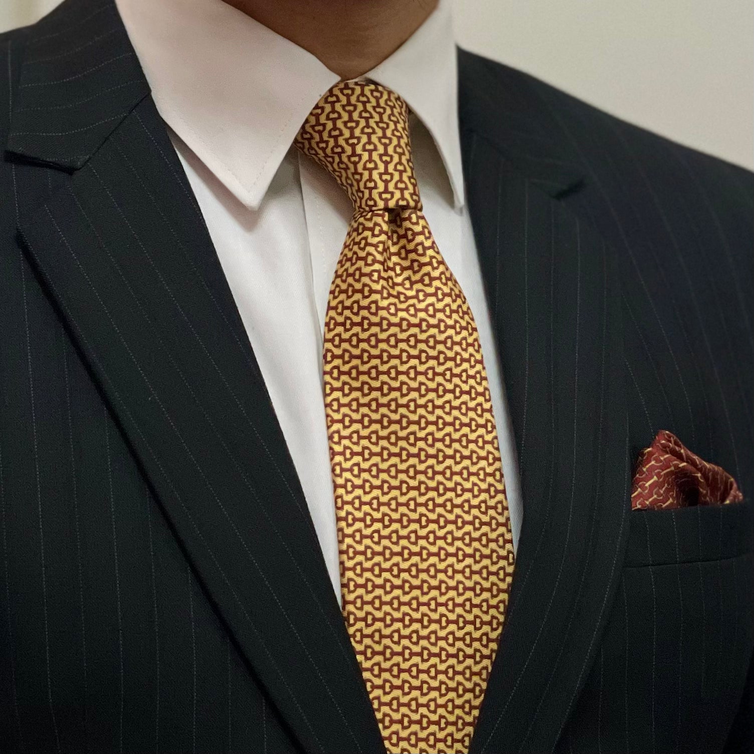 Gold and Maroon Chain Link Tie Set