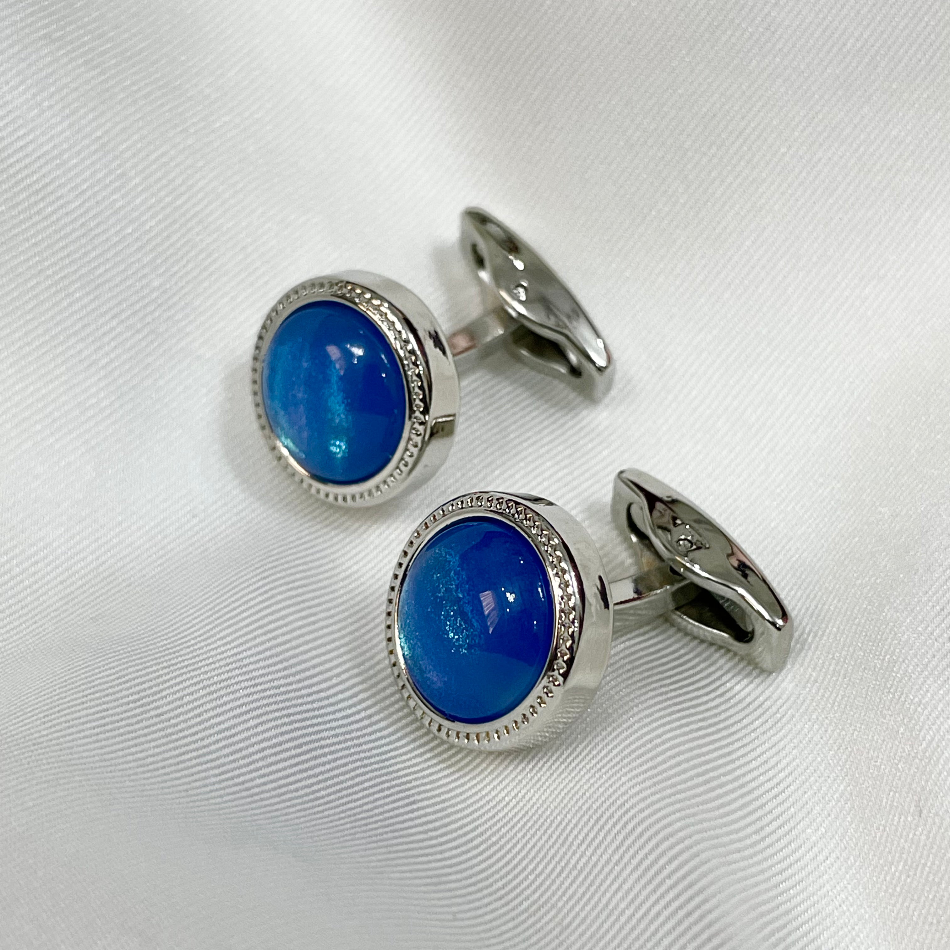 Sapphire Crest Silver Cufflinks
