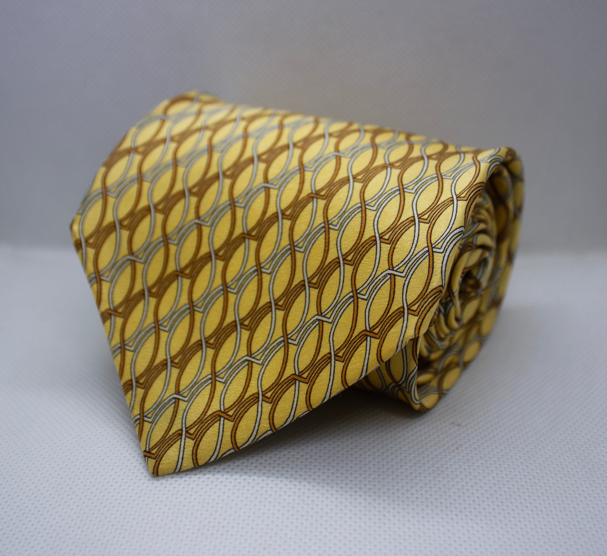 Golden Geometric Elegance Silk Tie