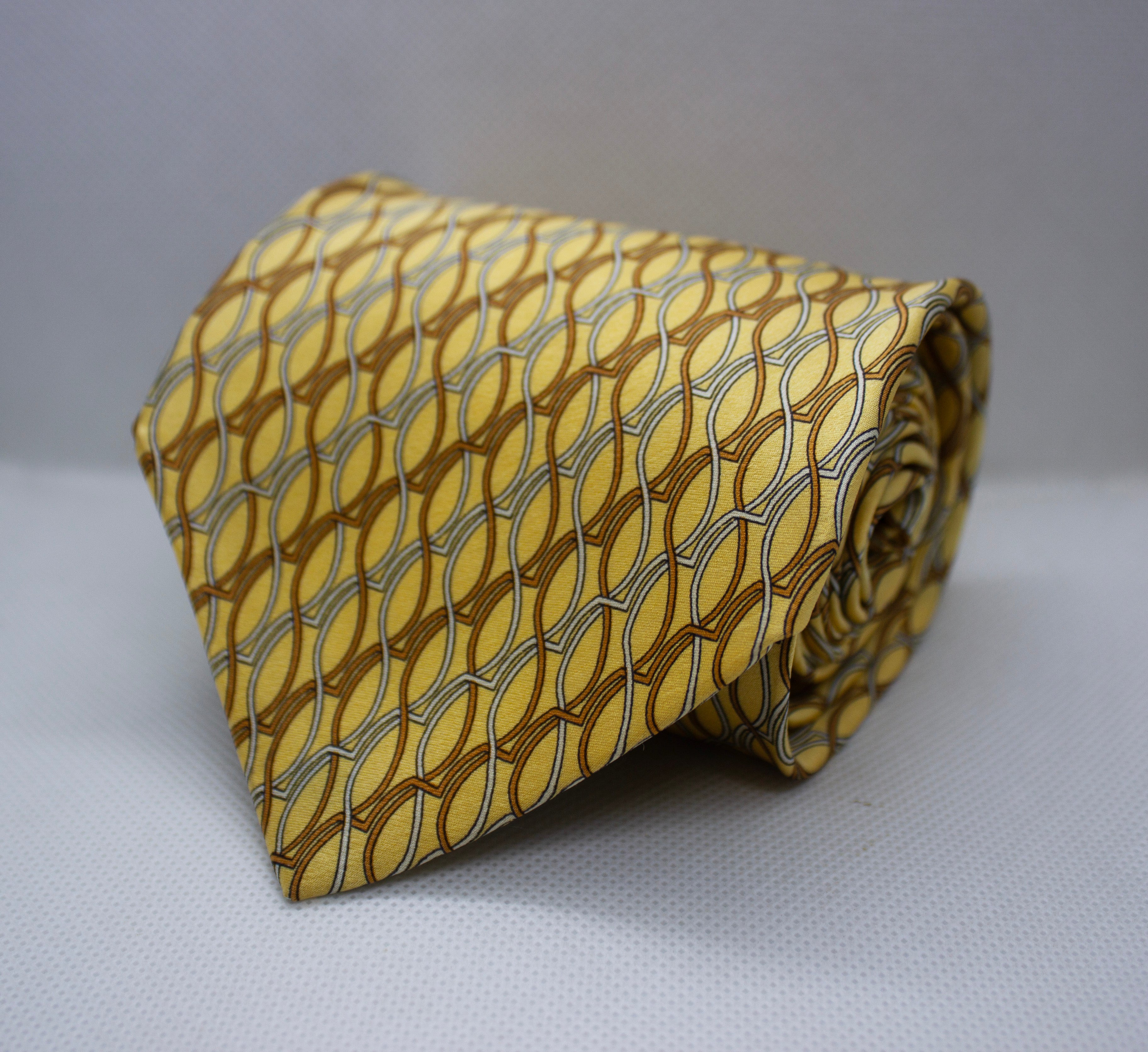 Golden Geometric Elegance Silk Tie