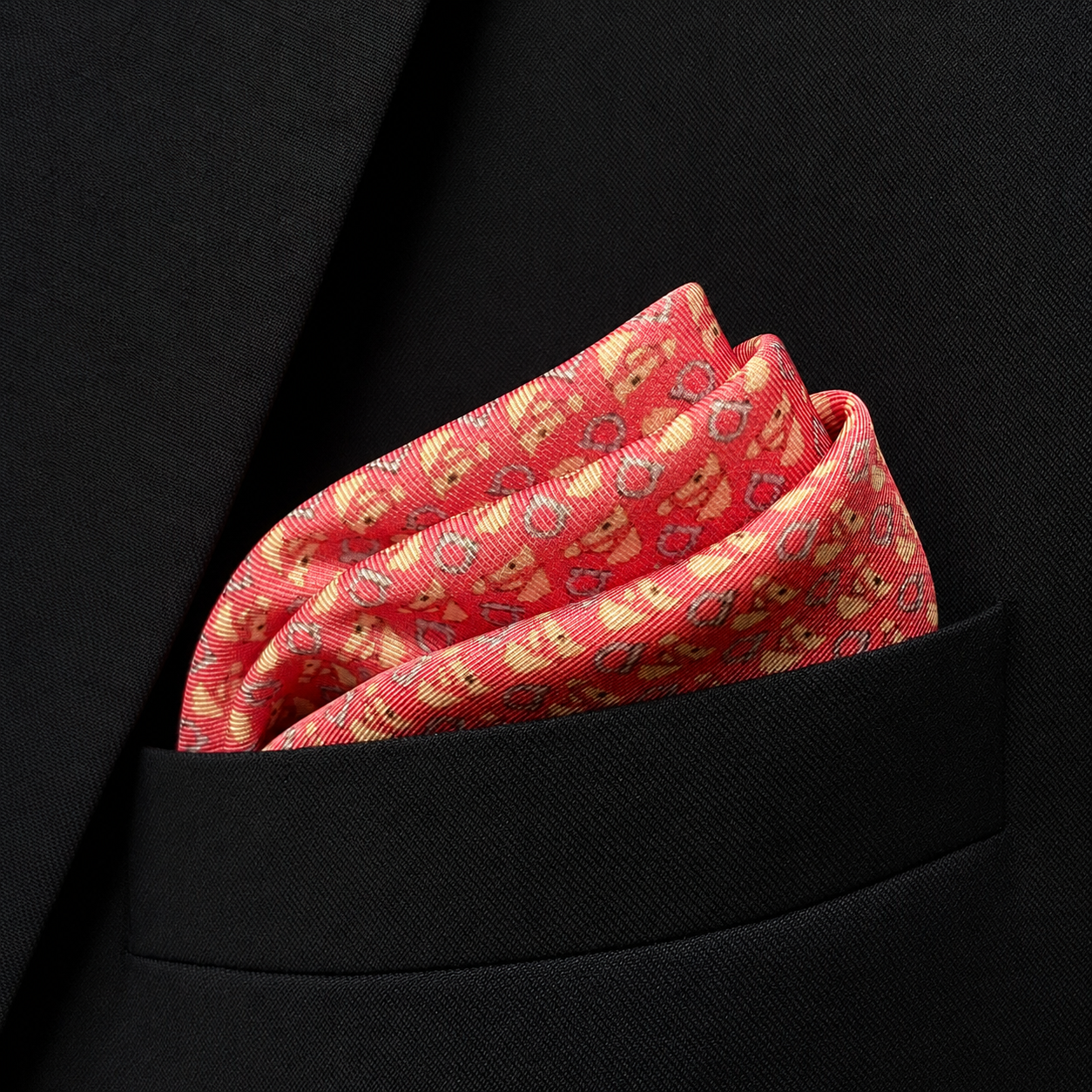 14 by 14 inches Pink Novelty Pattern Polyester Pocket Square