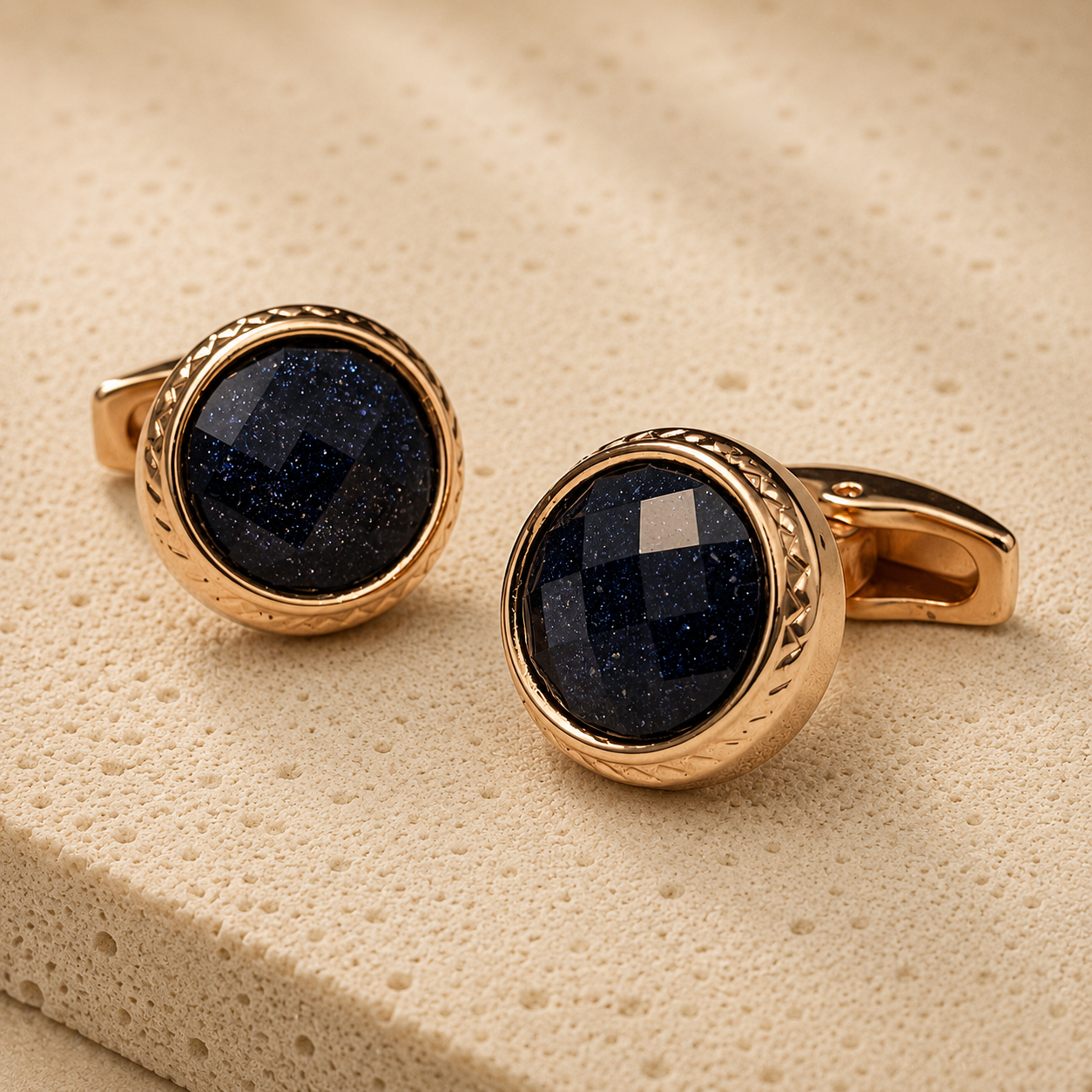 Midnight Sapphire Gold Cufflinks