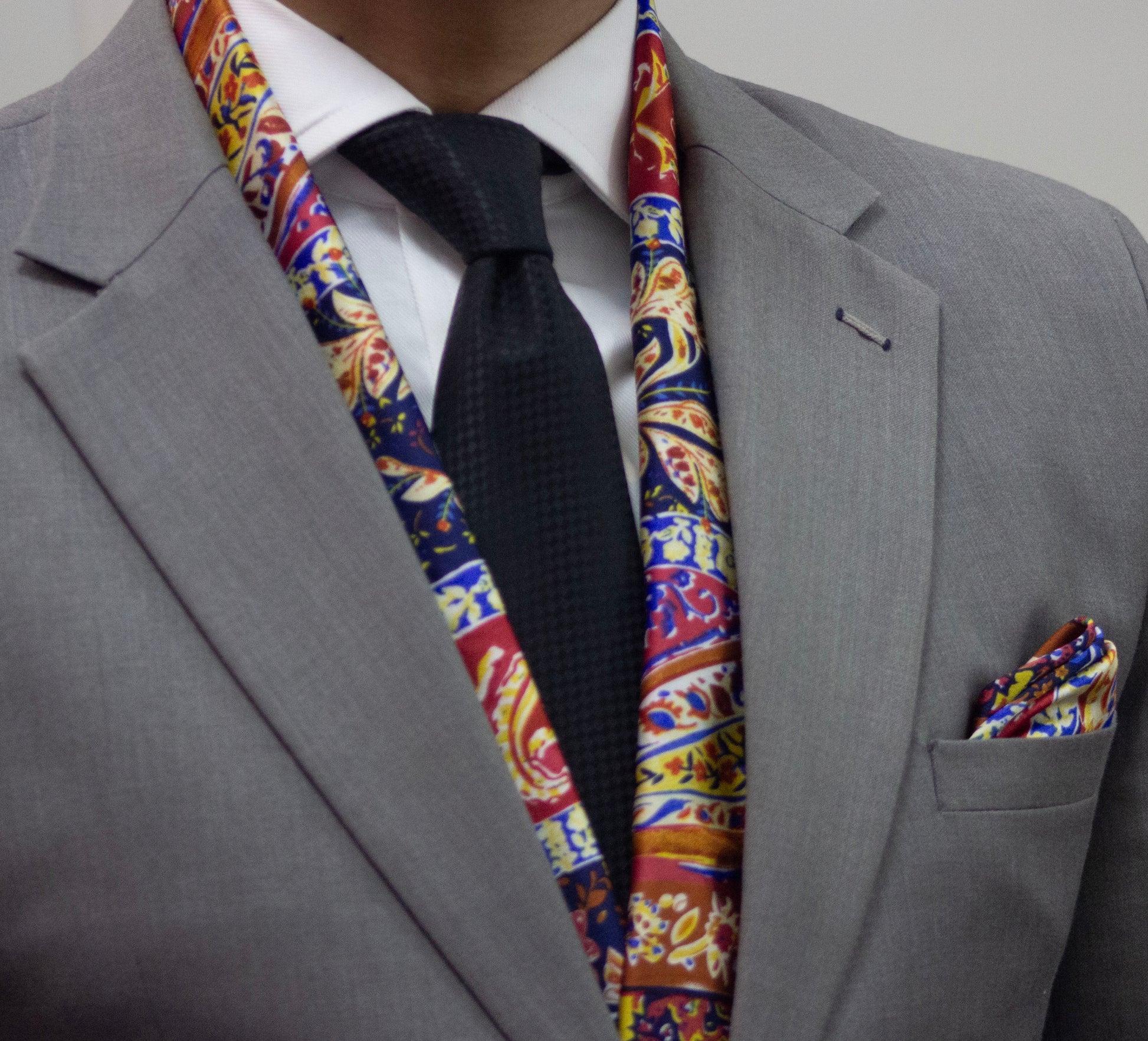 Multi-Color Vibrant Scarf and Pocket Square Set