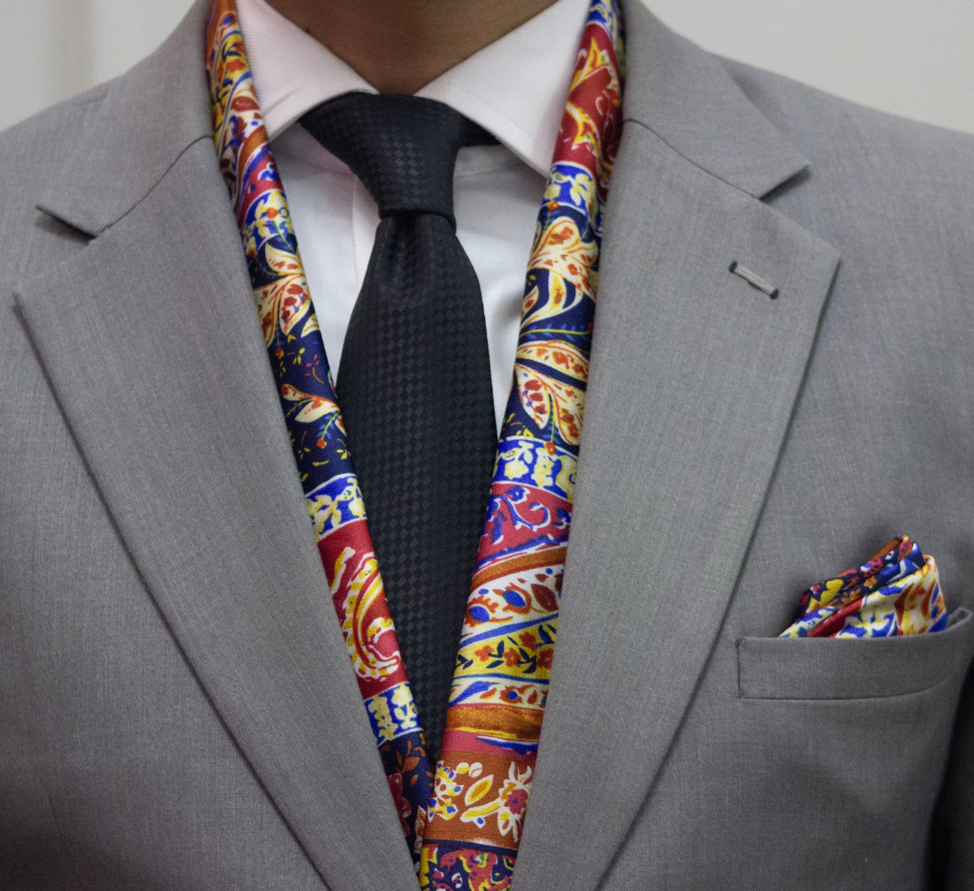 Multi-Color Vibrant Scarf and Pocket Square Set
