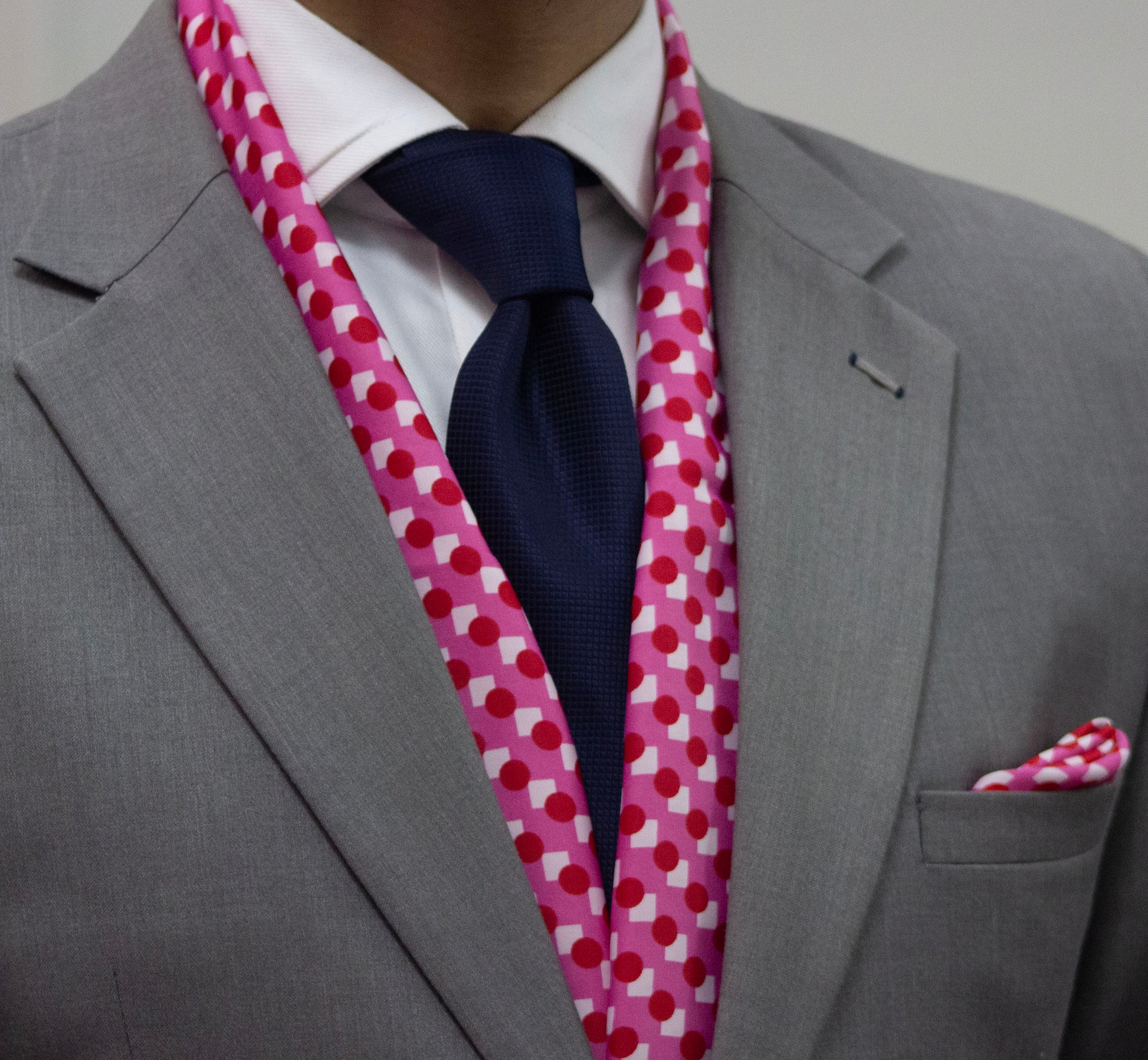 Bold and Vibrant Pink Scarf and Pocket Square Set