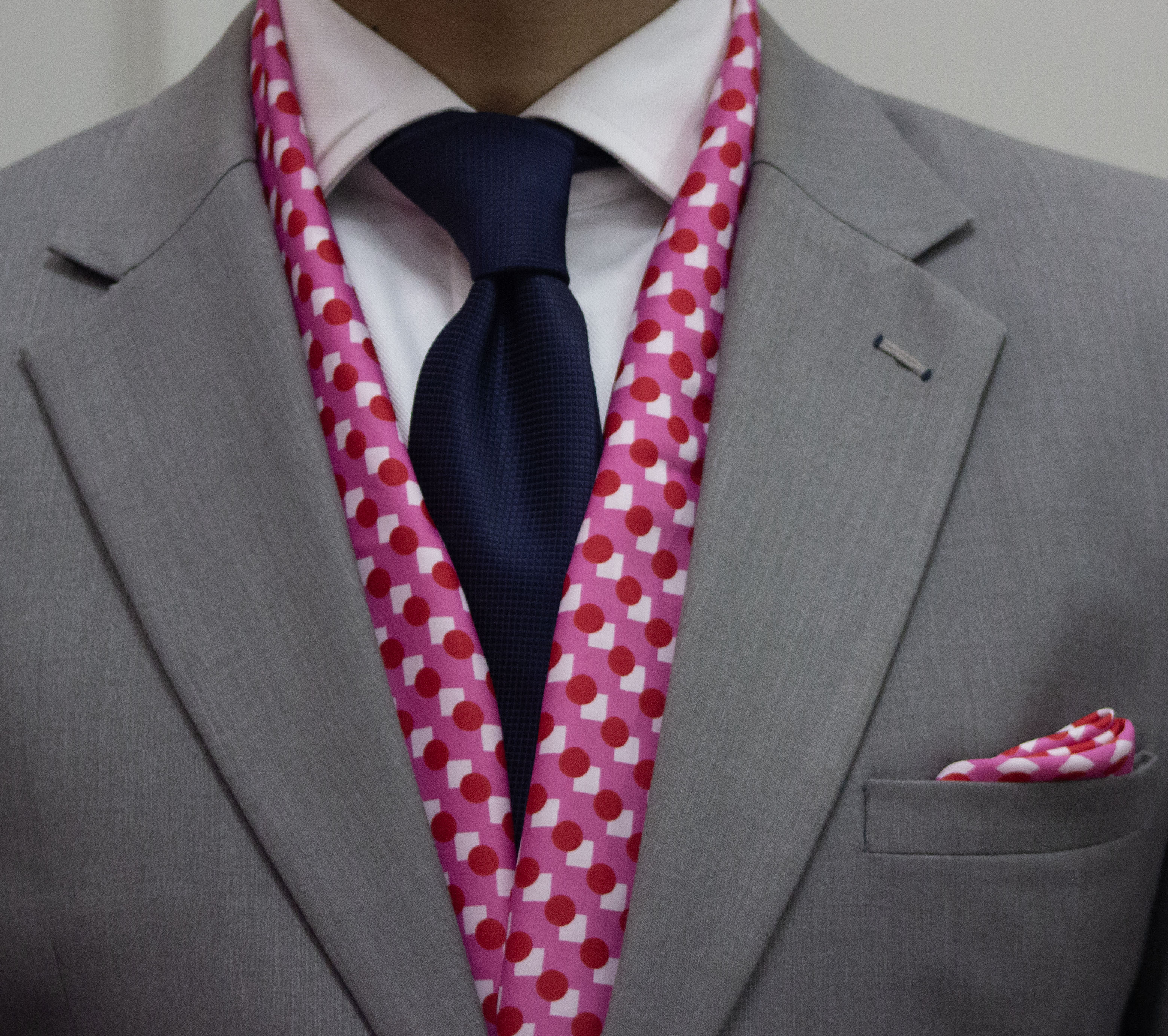 Bold and Vibrant Pink Scarf and Pocket Square Set