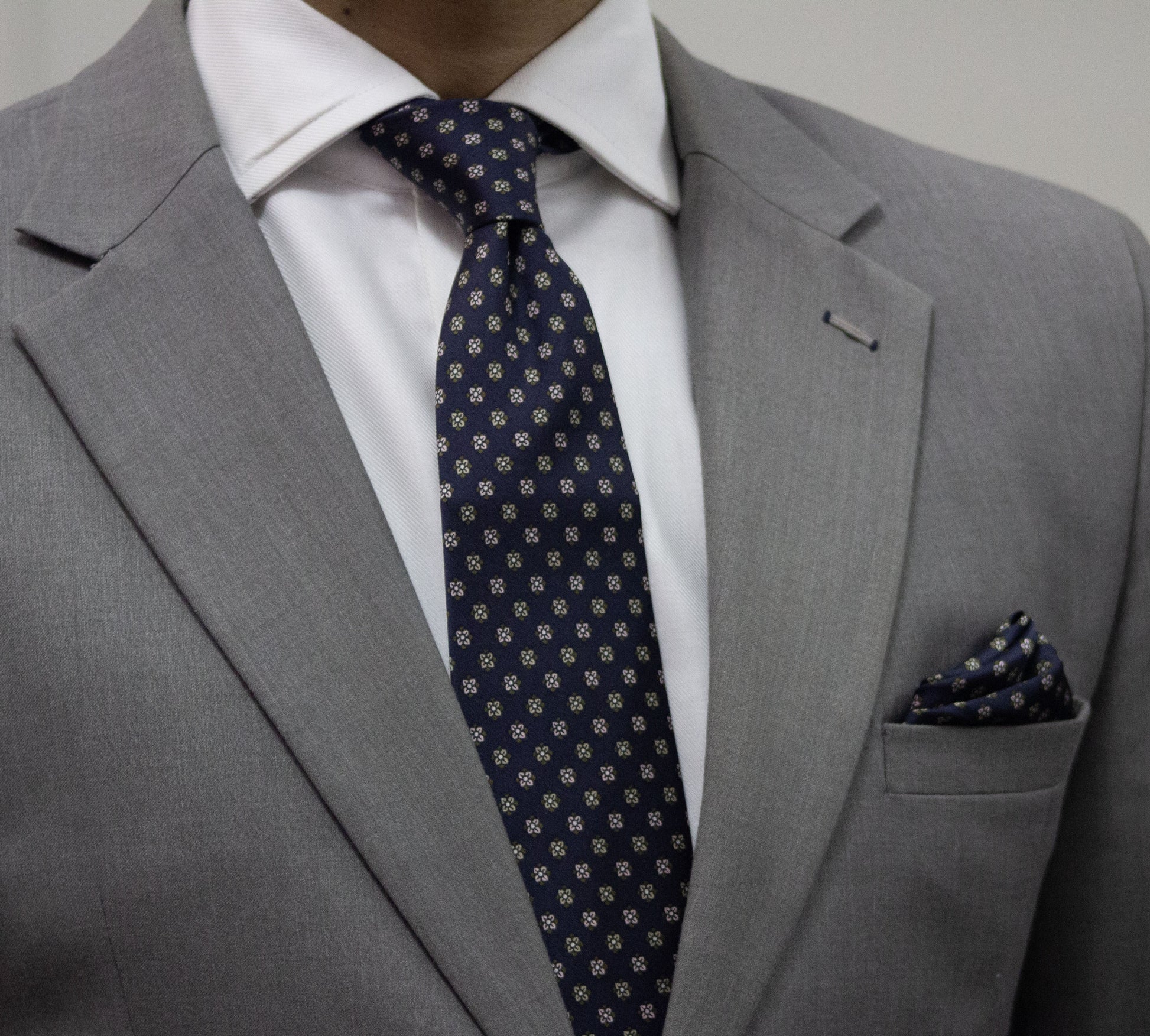 100% Silk Micro Motif Classic Dark Blue Premium Tie Set