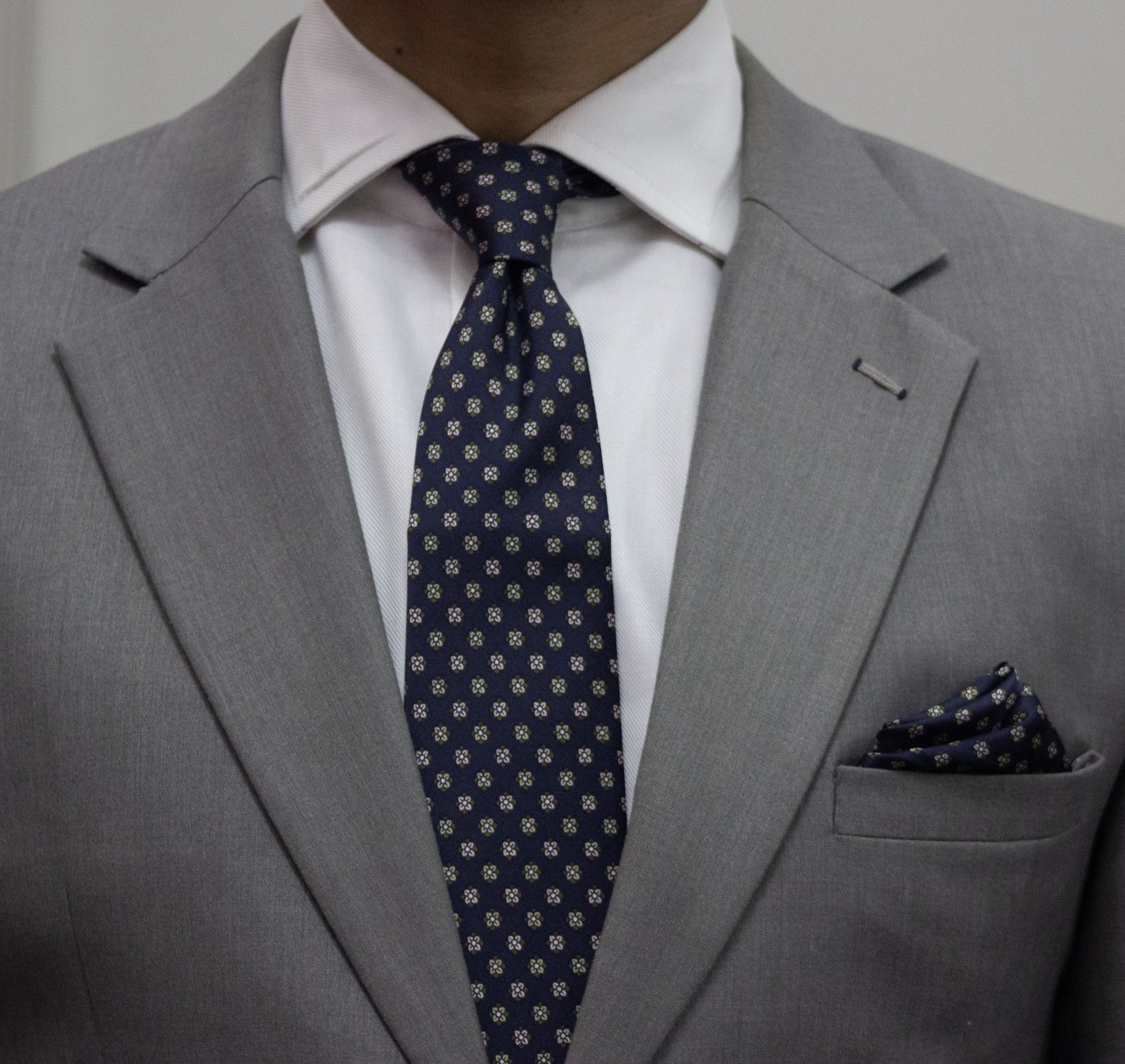100% Silk Micro Motif Classic Dark Blue Premium Tie Set