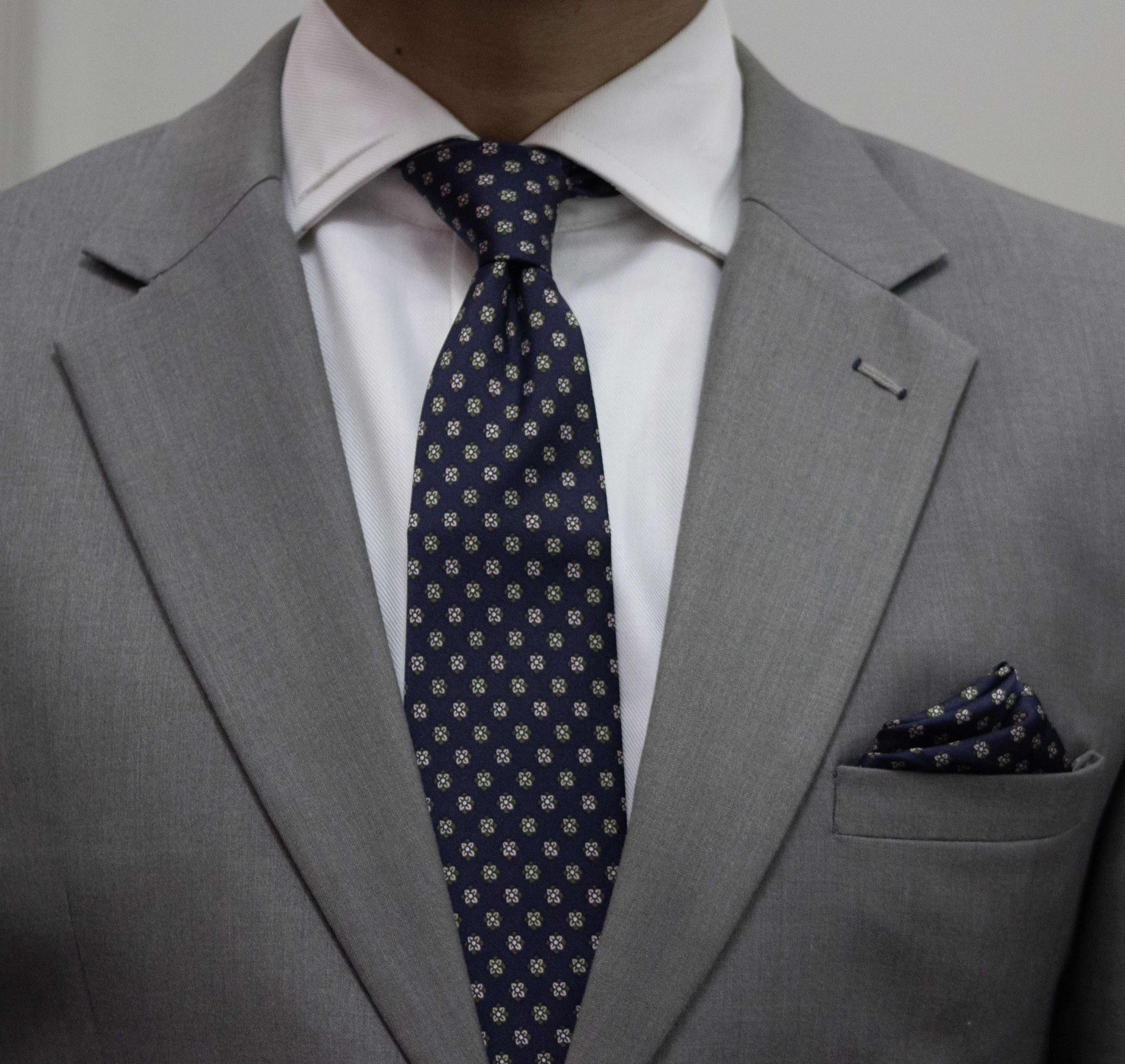 100% Silk Micro Motif Classic Dark Blue Premium Tie Set