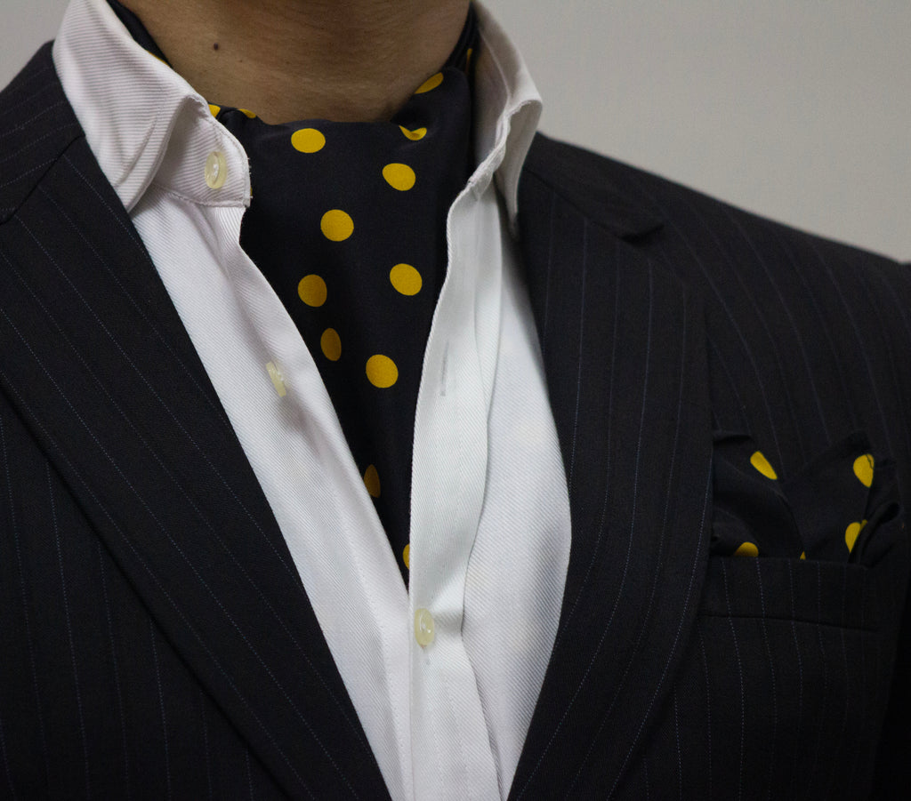 BLACK BASE WITH GOLDEN POLKA DOT CRAVAT SET