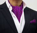 MAGENTA MOTIF CHECK CRAVAT AND POCKET SQUARE SET