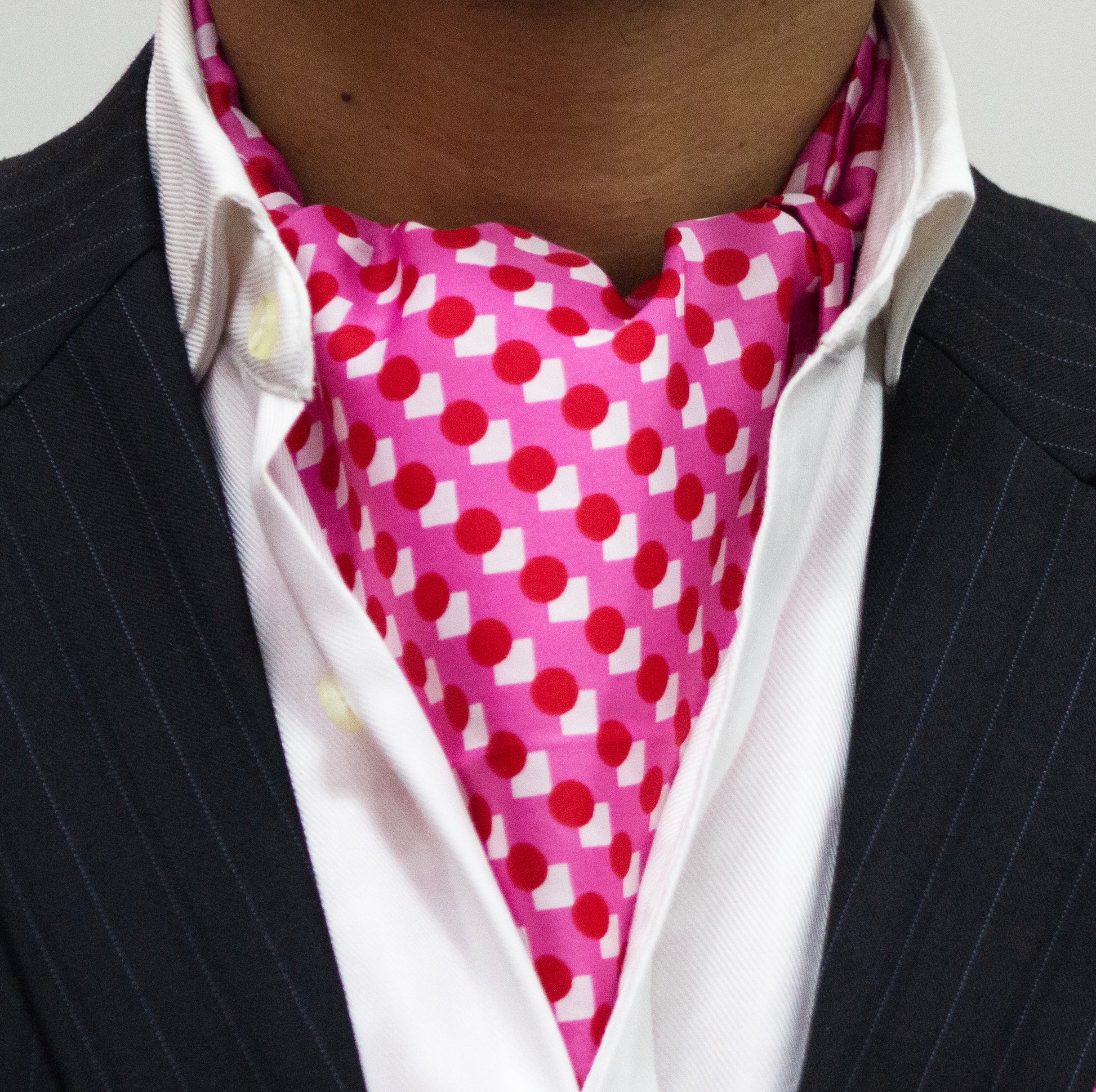 BOLD AND VIBRANT PINK CRAVAT AND POCKET SQUARE SET