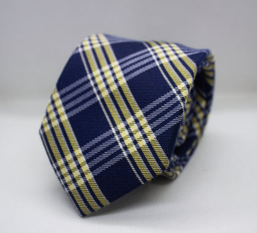 100% Cotton Blue Yellow Crosscheck Tie