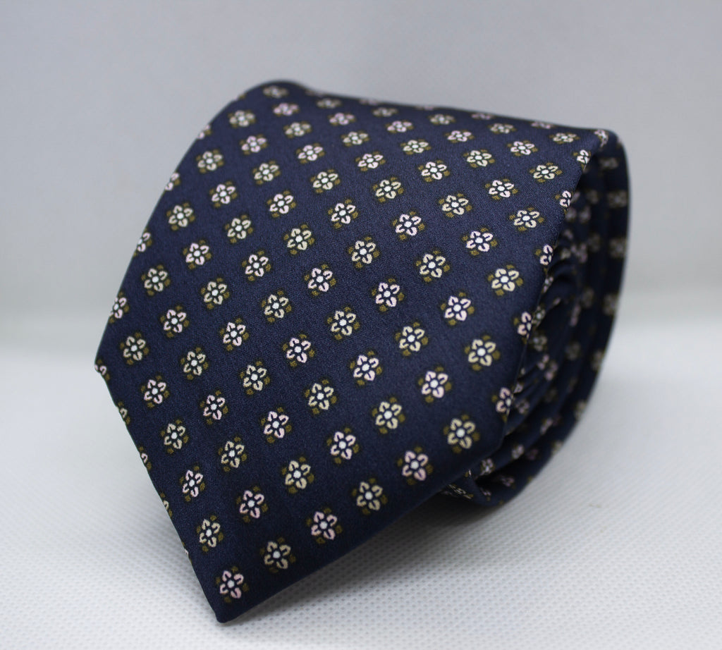 100% Silk Micro Motif Classic Dark Blue Premium Tie Set
