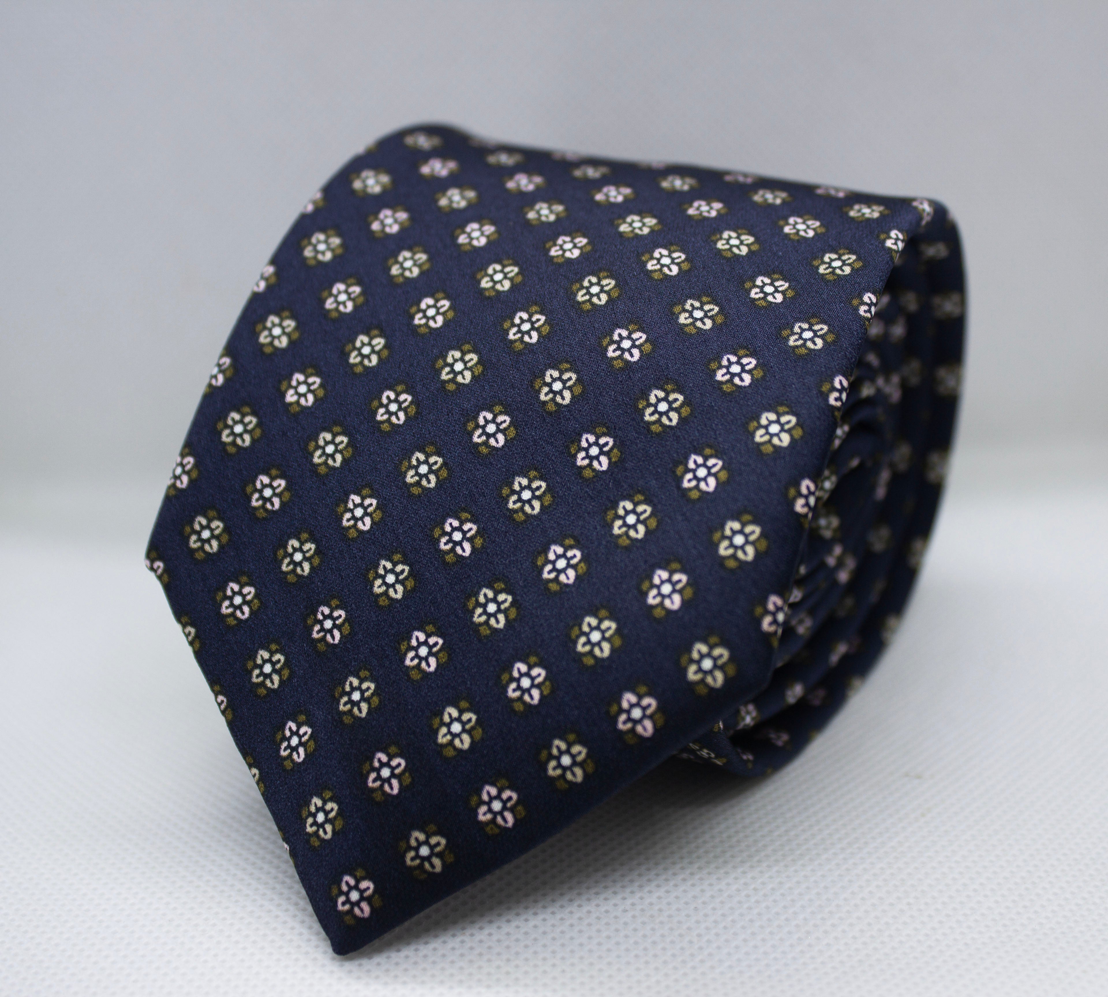100% Silk Micro Motif Classic Dark Blue Premium Tie Set