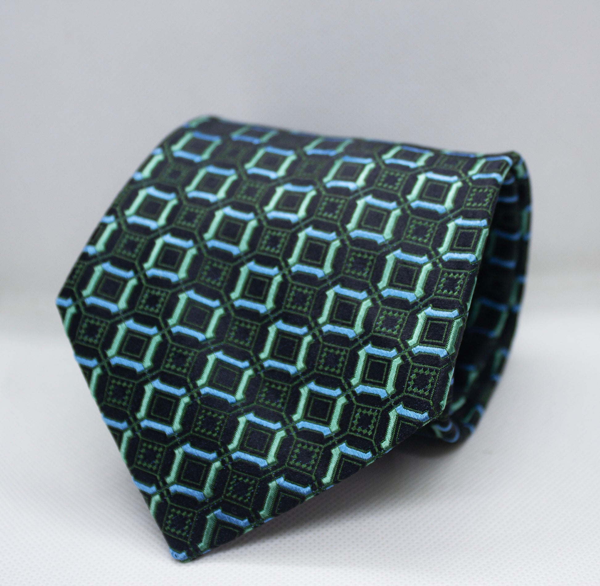 100% Silk Green Black Broad Tie
